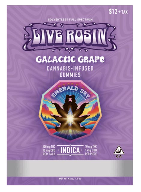 Photograph of product: Galactic Grape Live Rosin Gummies - 100mg - 