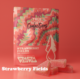 Photograph of product: True North - Gummies - 200mg 4x50mg - Strawberry Fields