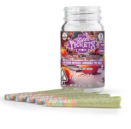 Photograph of product: Mimosa (H) Live Resin 5pk INFUSED PREROLLS - Lift Ticket