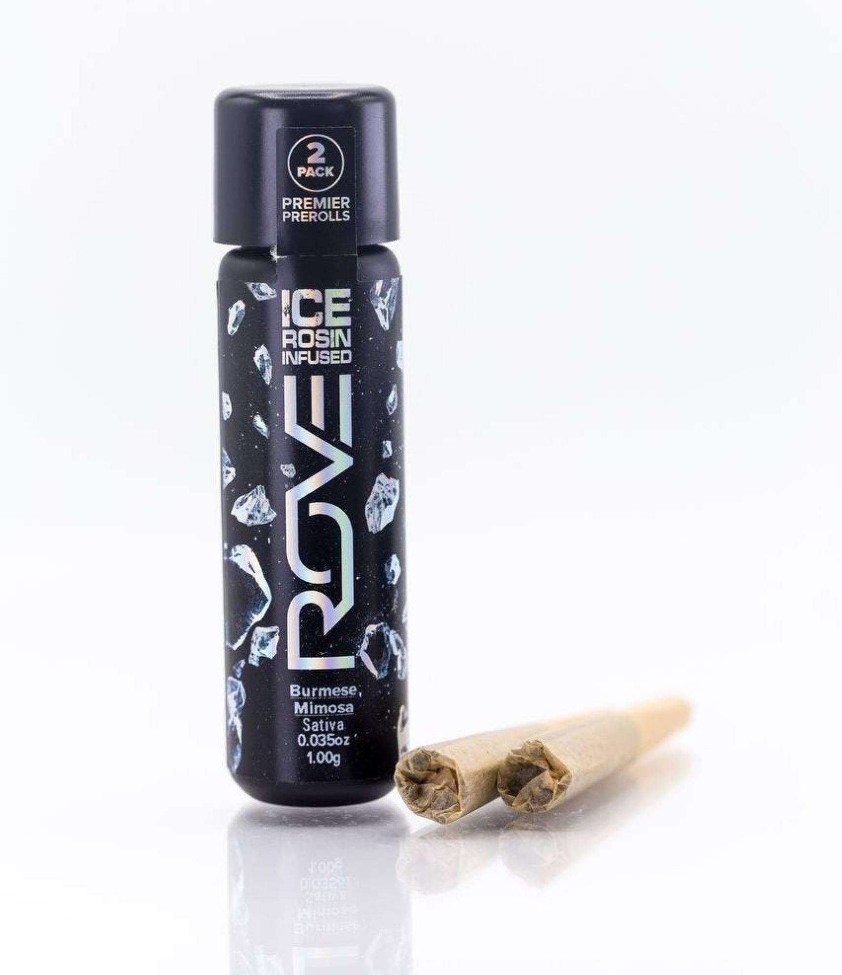 Photograph of product: Rove | .5g 2pk Ice Packs Diamond/Rosin/au chocolat Infused Preroll | OG Kush