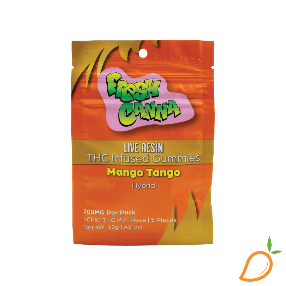 Photograph of product: 200mg Mango Live Resin Gummies Fresh Canna