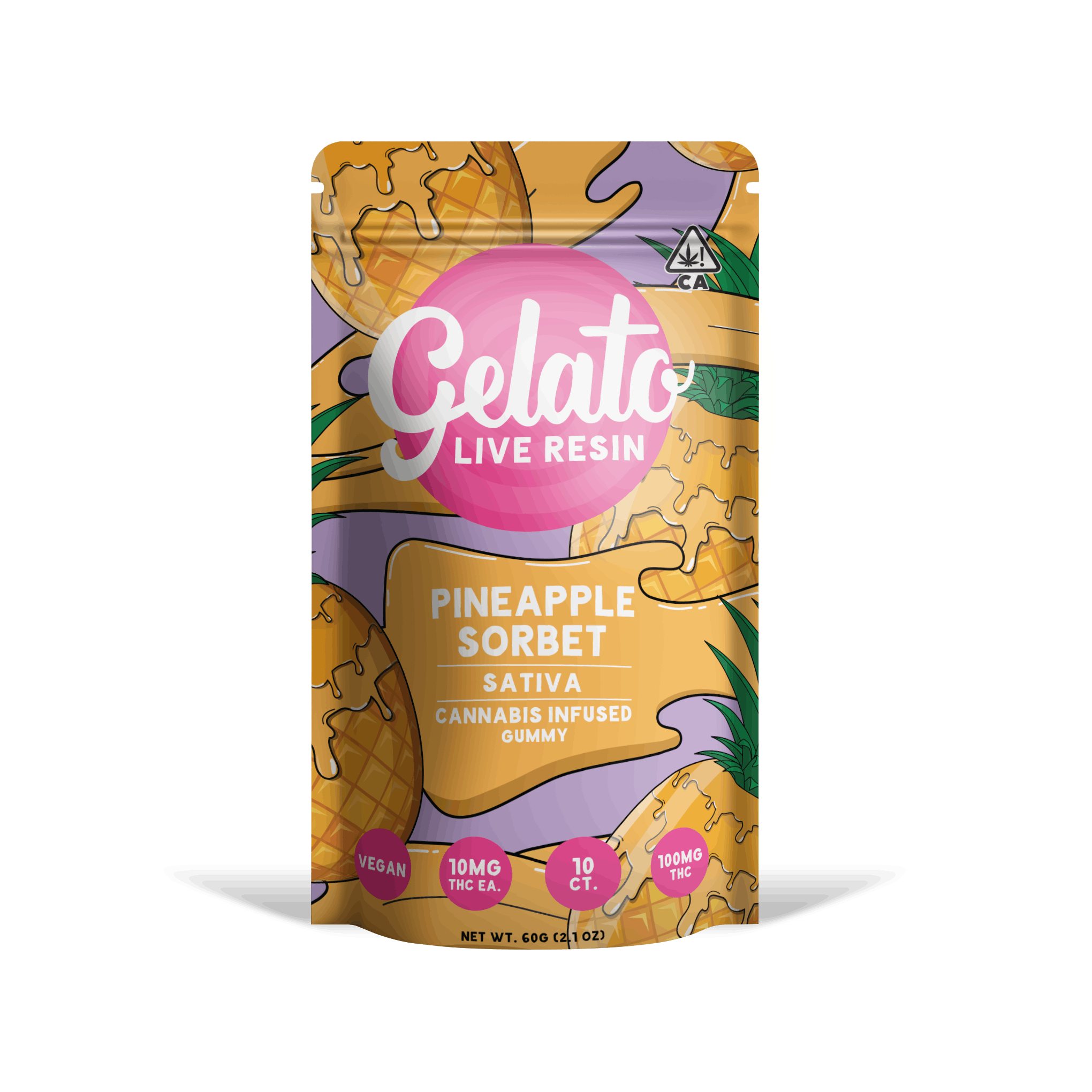 Photograph of product: Gelato - 200mg Live Resin Gummies - Pineapple Sorbet