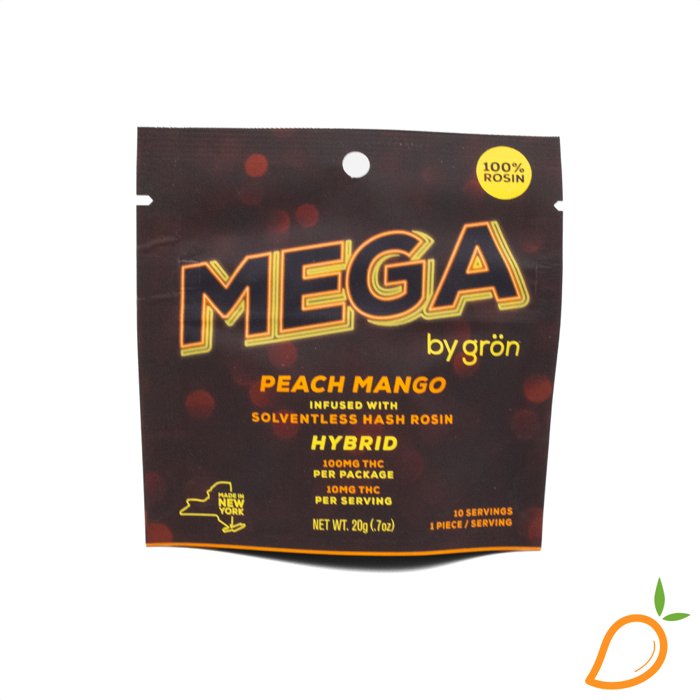 Photograph of product: 100mg Peach Mango Rosin Mega Pearl Gron