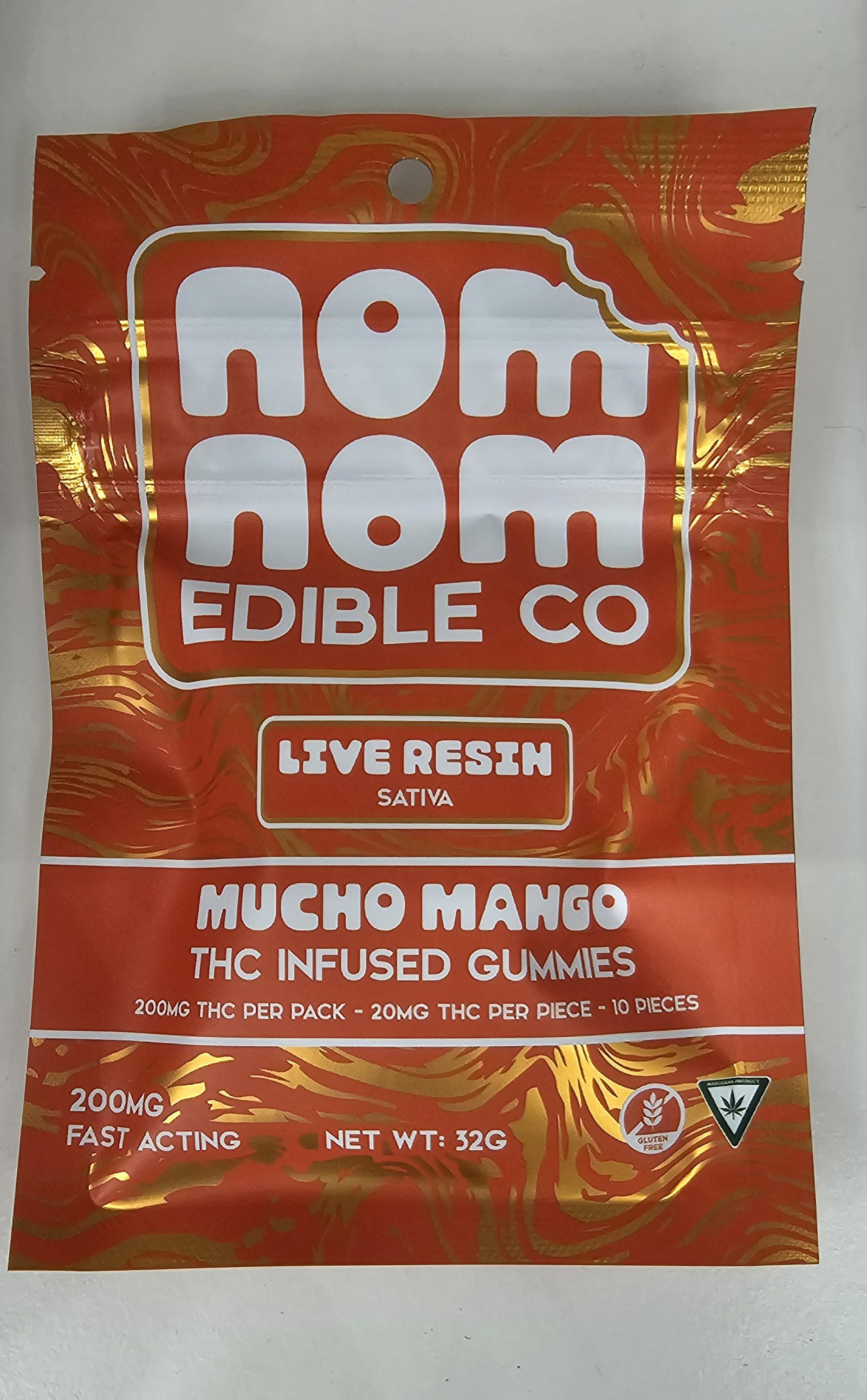 Photograph of product: NOM NOM Mucho Mango 200mg Live Resin Gummies