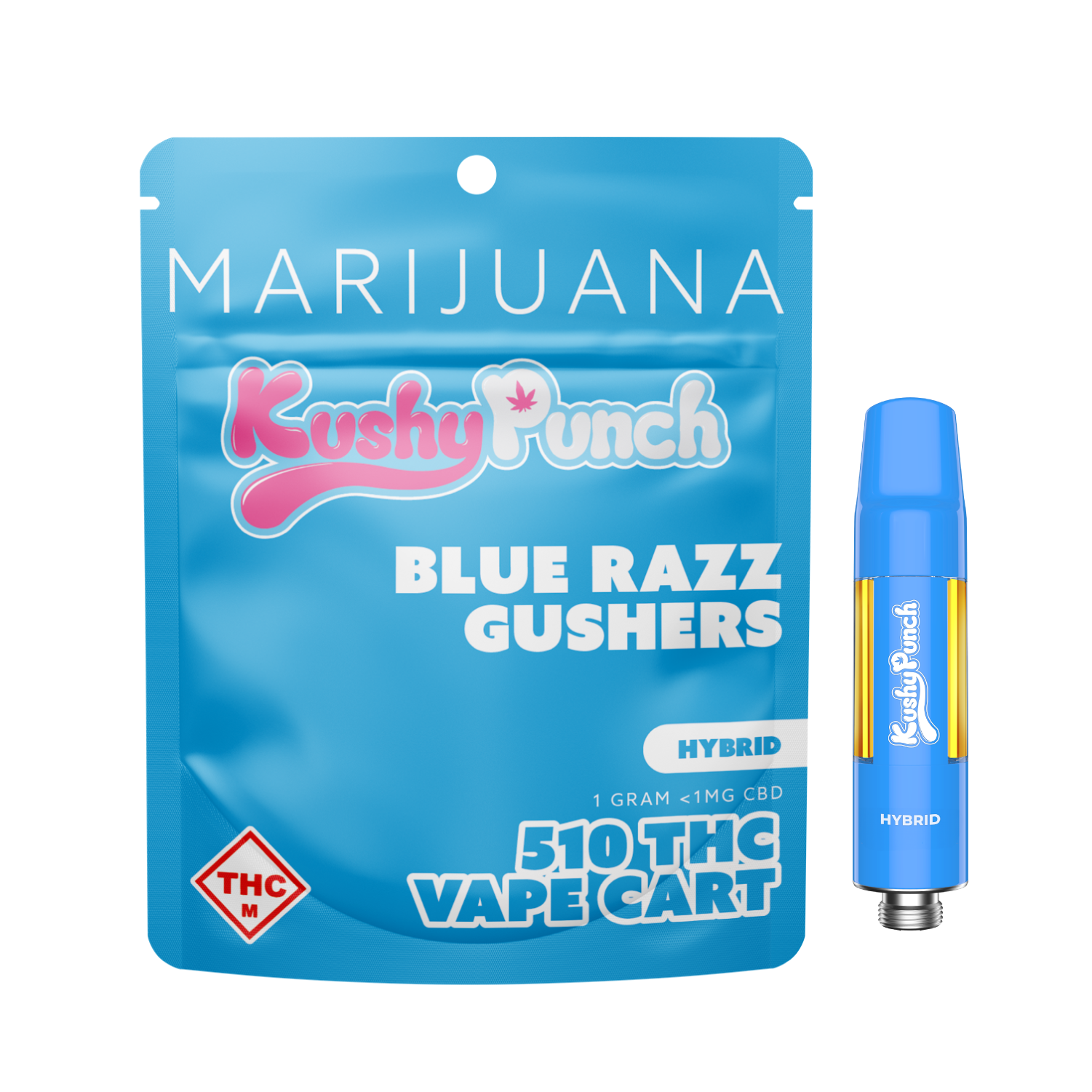 Photograph of product: KUSHY PUNCH - CART DISTILLATE - 1G - BLUE RAZZ GUSHERS - HYBRID