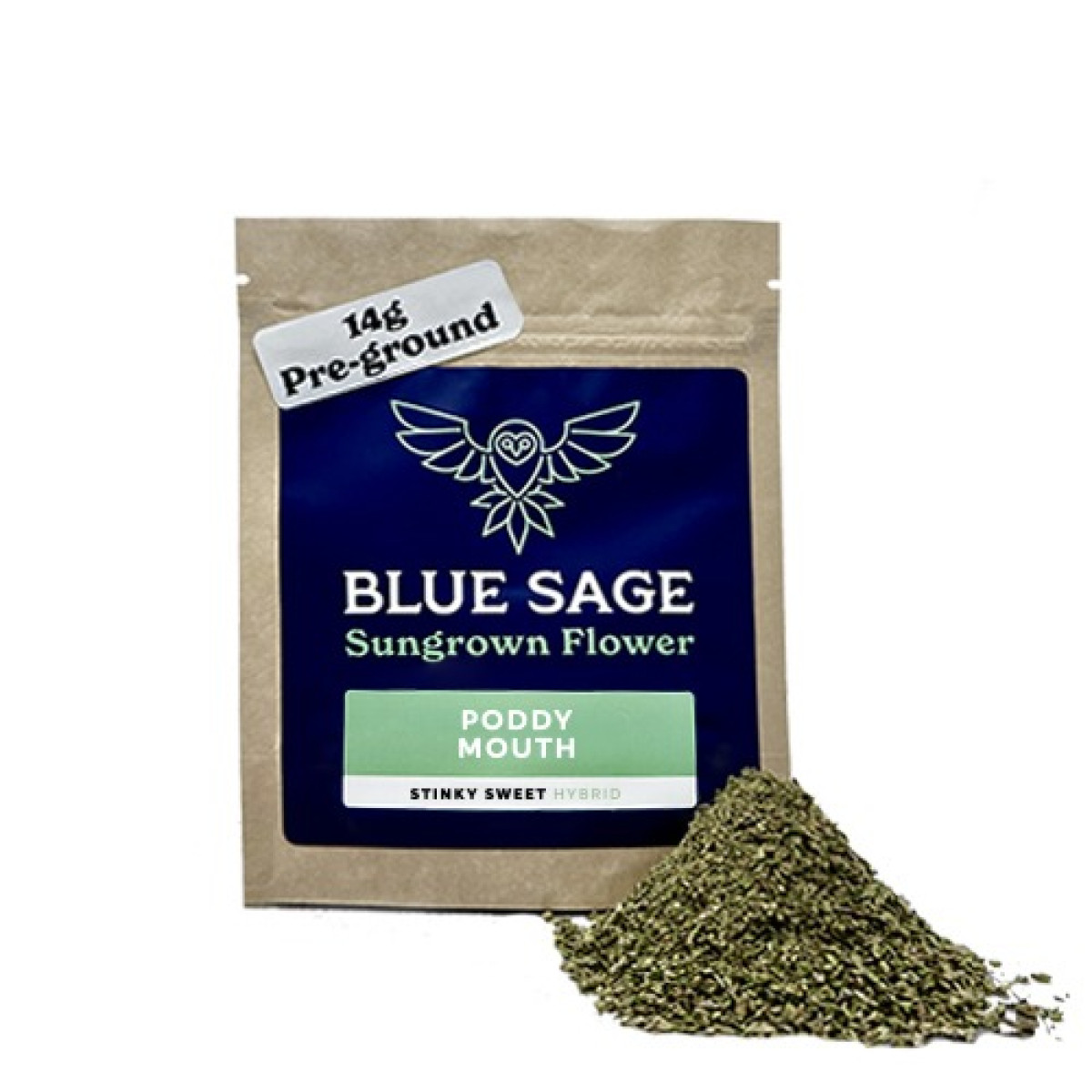 Photograph of product: Blue Sage - Pre-ground Flower - Poddy Mouth 1/2 - 14g