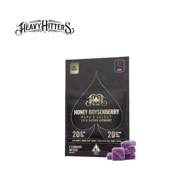 Photograph of product: SLEEP: HONEY BOYSENBERRY 100MG TH-oui 100MG CBN ROSIN INFUSED 5 PACK GUMMIES