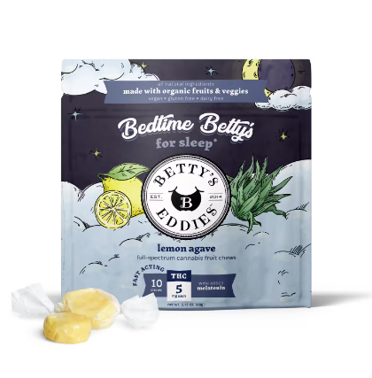 Photograph of product: Betty's Eddies Bedtime Betty's Lemon Agave Chews for Sleep 50mg 10pk