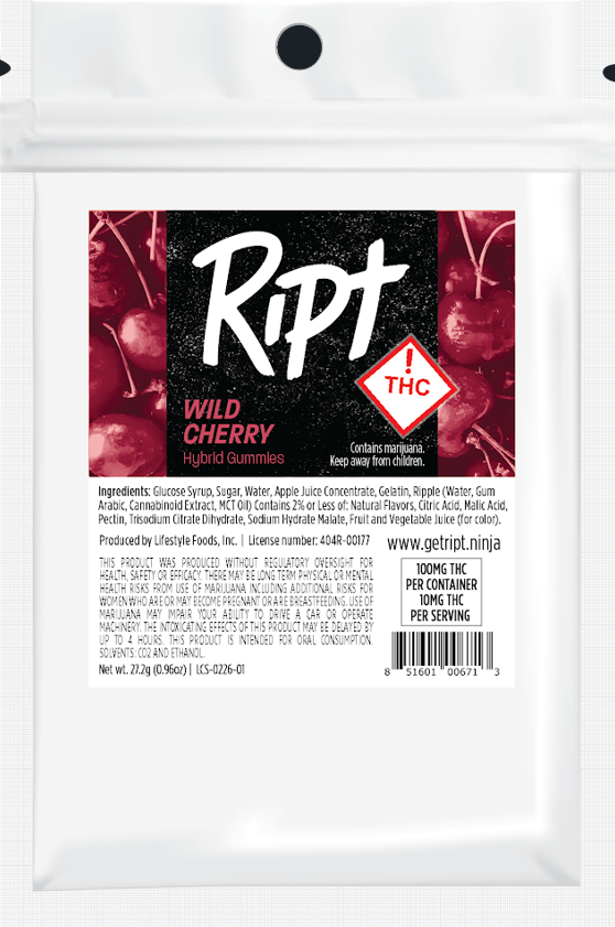 Photograph of product: Ript - Gummies - Wild Cherry 100mg (H)