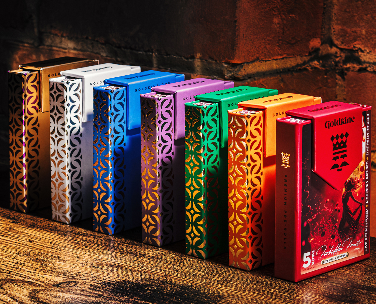 Photograph of product: Infused Pre Roll - 5 Pack - Goldkine - Rum Colada - 45.1% TH-oui - (Hybrid)