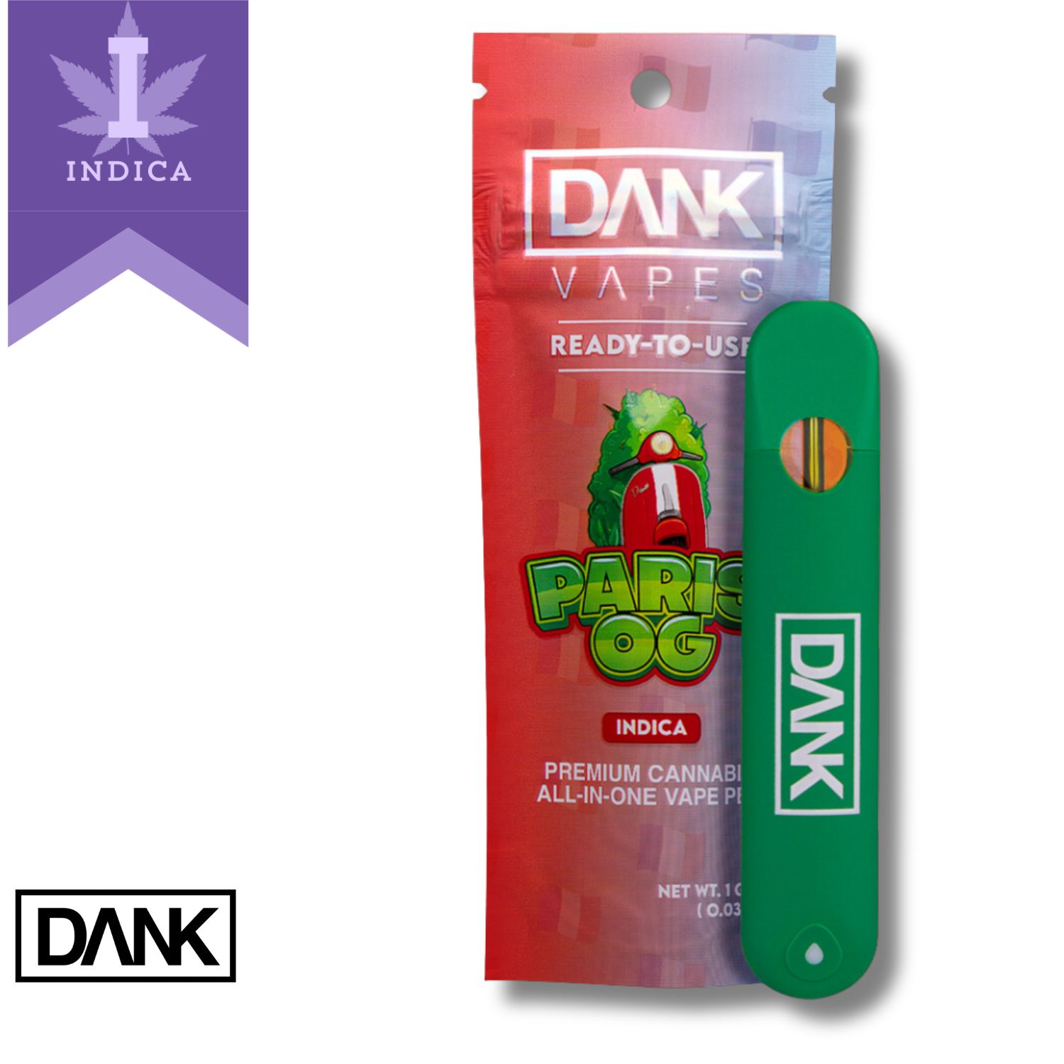 Photograph of product: Dank | Vaporizer | Disposable 1pk | Paris OG | 1ml