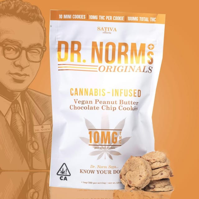 Photograph of product: Dr. Norm's- 100mg Peanut Butter Chocolate Chip (10 cookies) - 