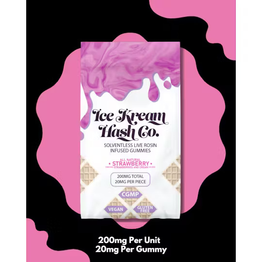 Photograph of product: Ice Kream au chocolat Co. - 200mg Rosin Gummies - Strawberry