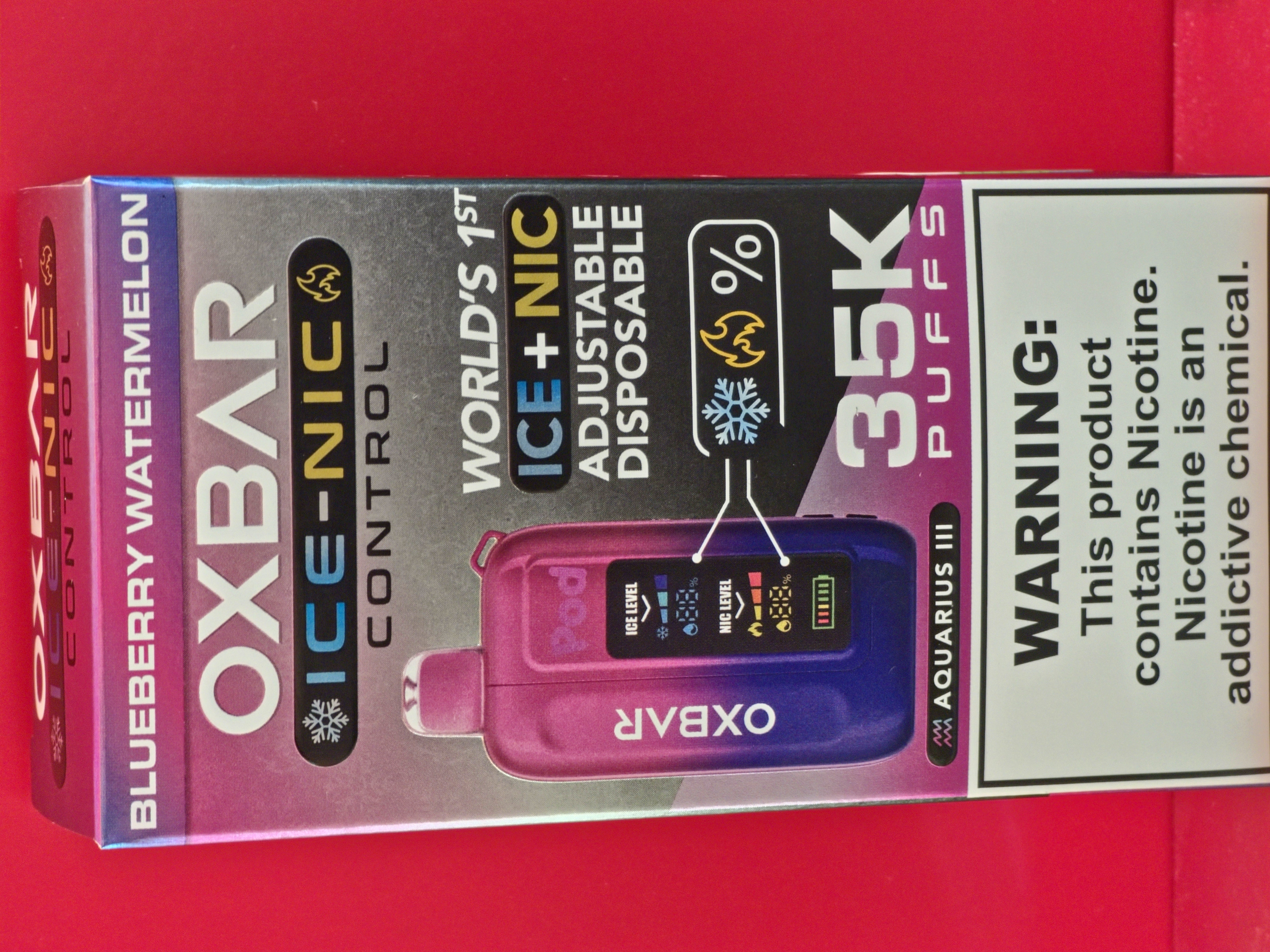 Photograph of product: Oxbar Ice | 35k Puffs | Blueberry Watermelon | Nicotine Disposable