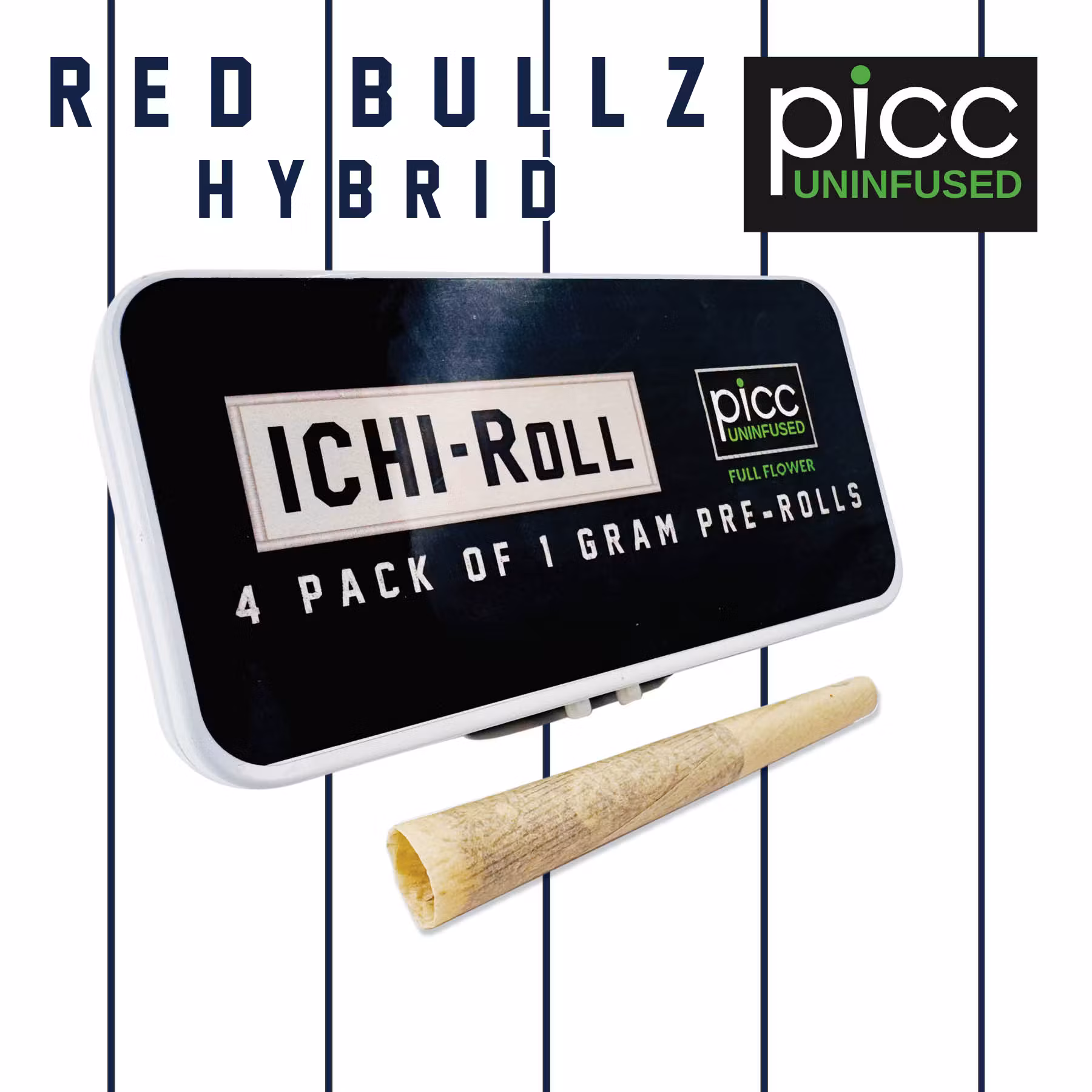 Photograph of product: Ichi Roll- Red Bullz (H)- Pre-Rolls 4pk