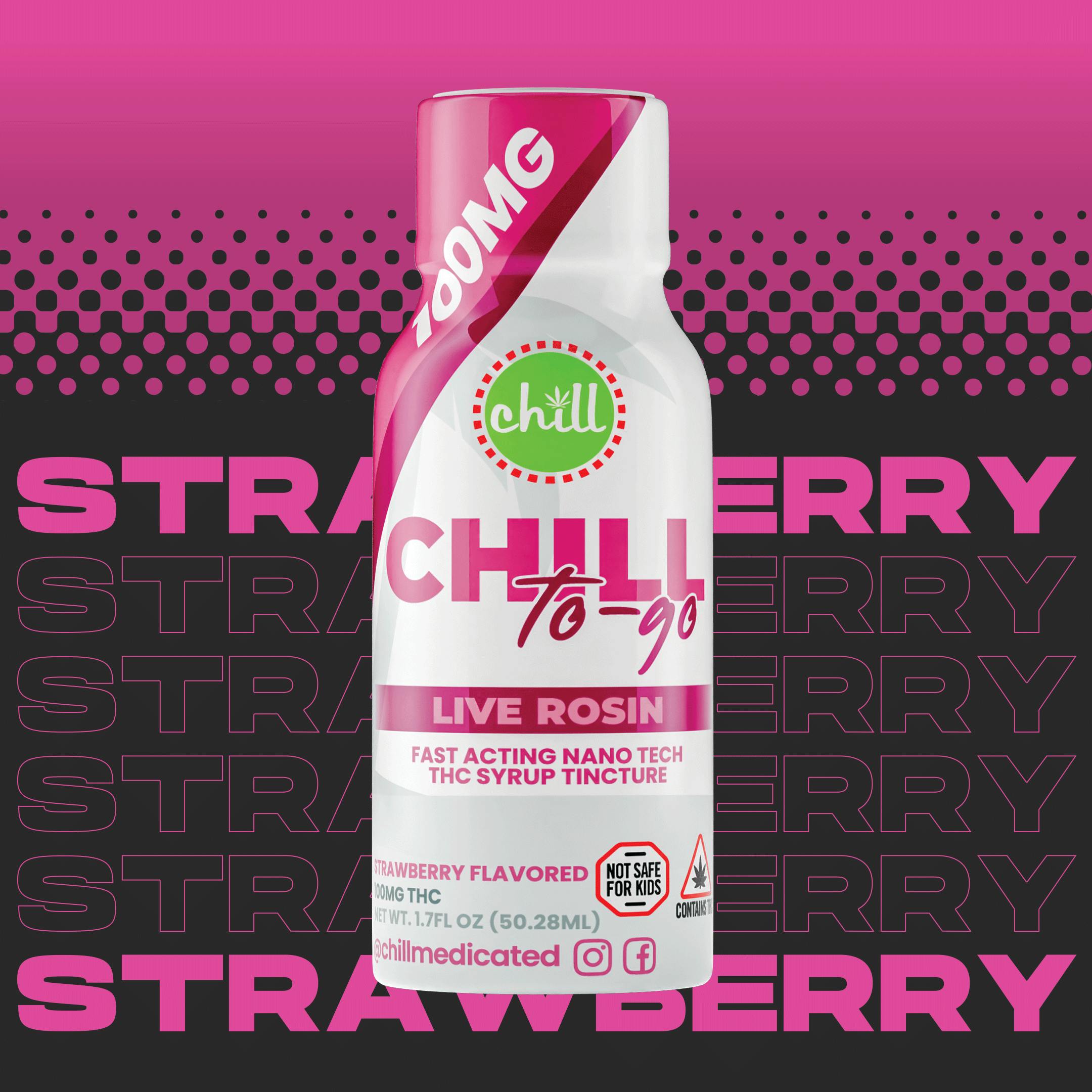Photograph of product: CHILL MEDICATED | Edible | Syrup | Live Rosin | Strawberry | 100mg