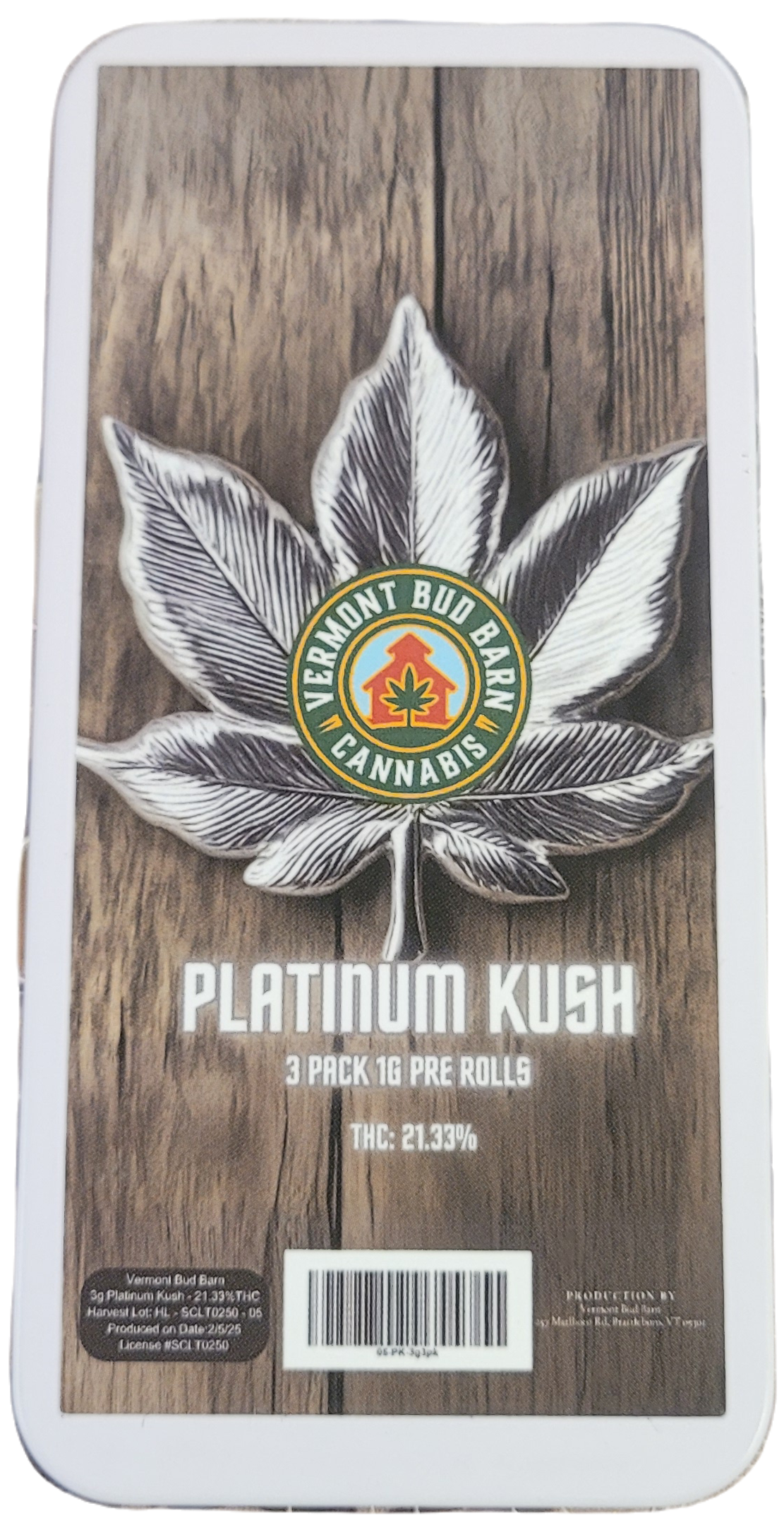 Photograph of product: 3pk Platinum Kush Prerolls | Bud Barn