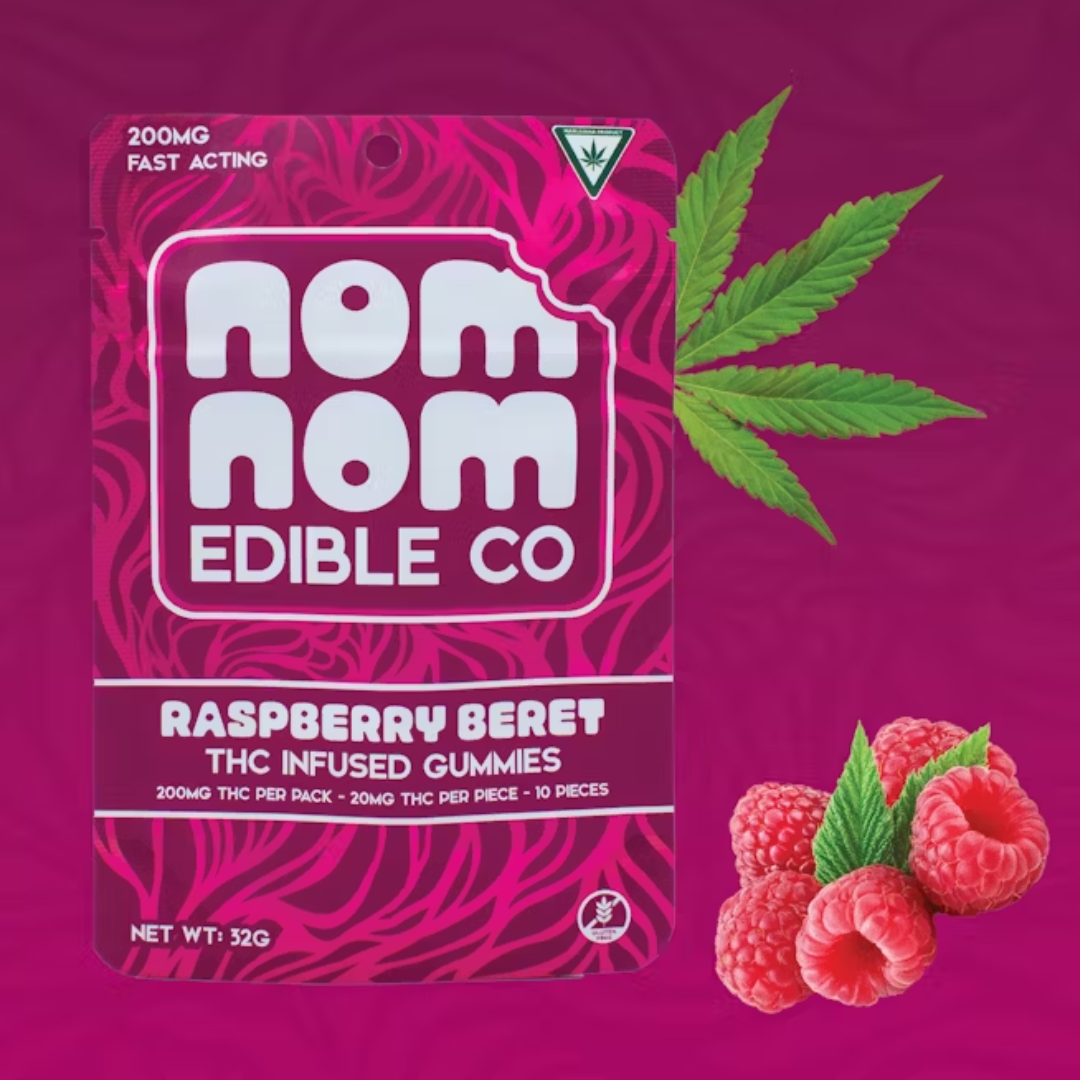 Photograph of product: Nom Nom - 200MG Gummy - Raspberry Beret