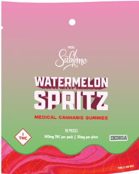 Photograph of product: SUBLIME - Medical - Watermelon Spritz Gummies 42g - Oui'd - 500MG