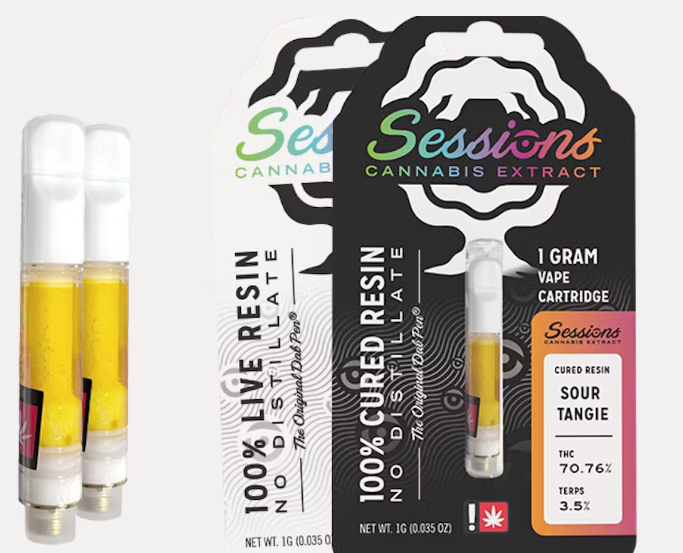 Photograph of product: Cartridge - 1g Live Resin Sessions - Papaya Bomb