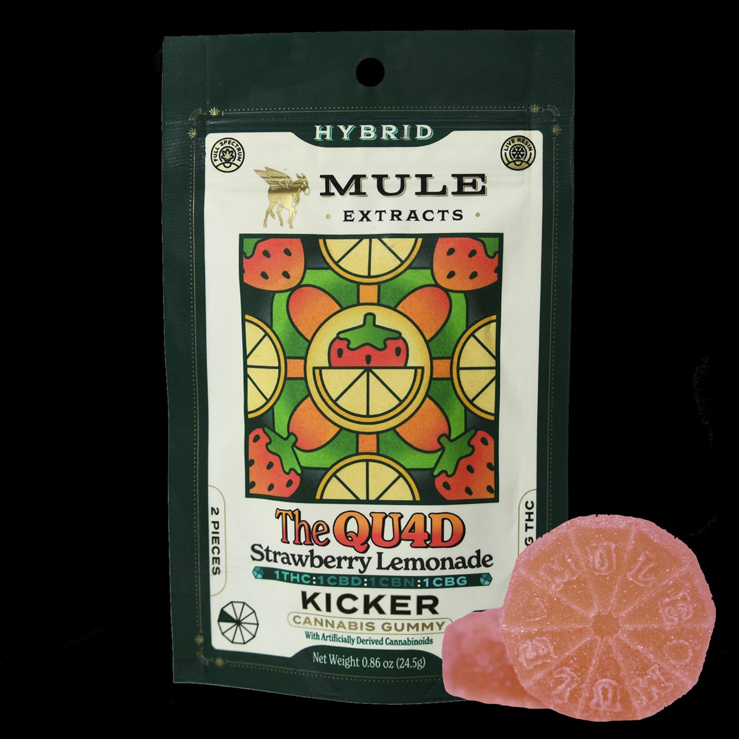 Photograph of product: Mule | Mule Kicker | Strawberry Lemonade QUAD - 1:1:1:1 CBD/CBN/TH-oui/CBG