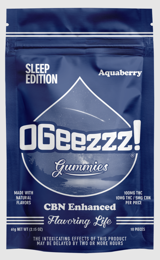 Photograph of product: OGeez! Sleep Edition Aquaberry Gummies 2:1 CBN [10pk]