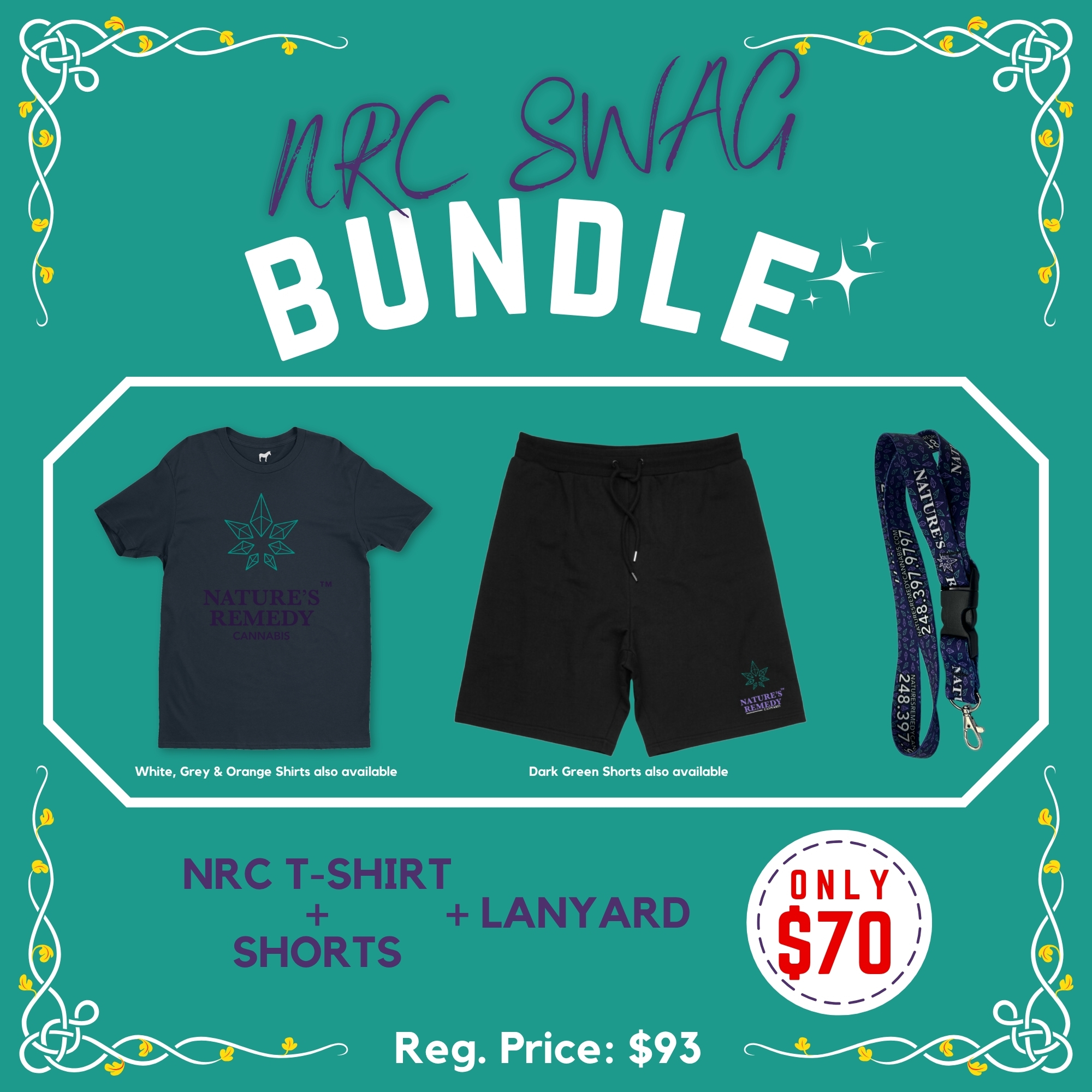 Photograph of product: $70 NRC T-shirt + Shorts + Lanyard / Leash Bundle