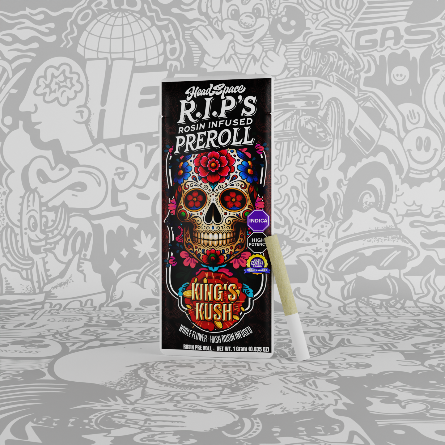 Photograph of product: RIPs (Rosin Infused Preroll) -Kings Kush