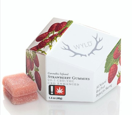 Photograph of product: 20:1 10pc CBD:TH-oui Strawberry - Gummies - Wyld