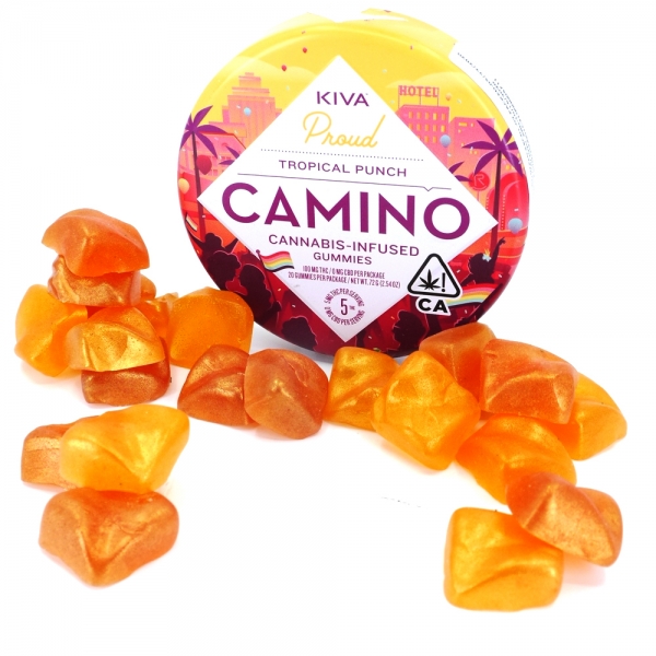 Photograph of product: CAMINO - PRIDE PASSIONFRUIT PUNCH 100MG - KIVA CONFECTIONS