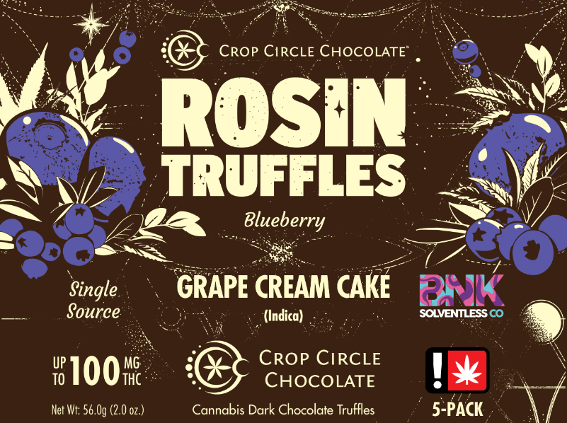 Photograph of product: Crop Circle Chocolate - Blueberry (I) - Truffle 5 Pack 100mg