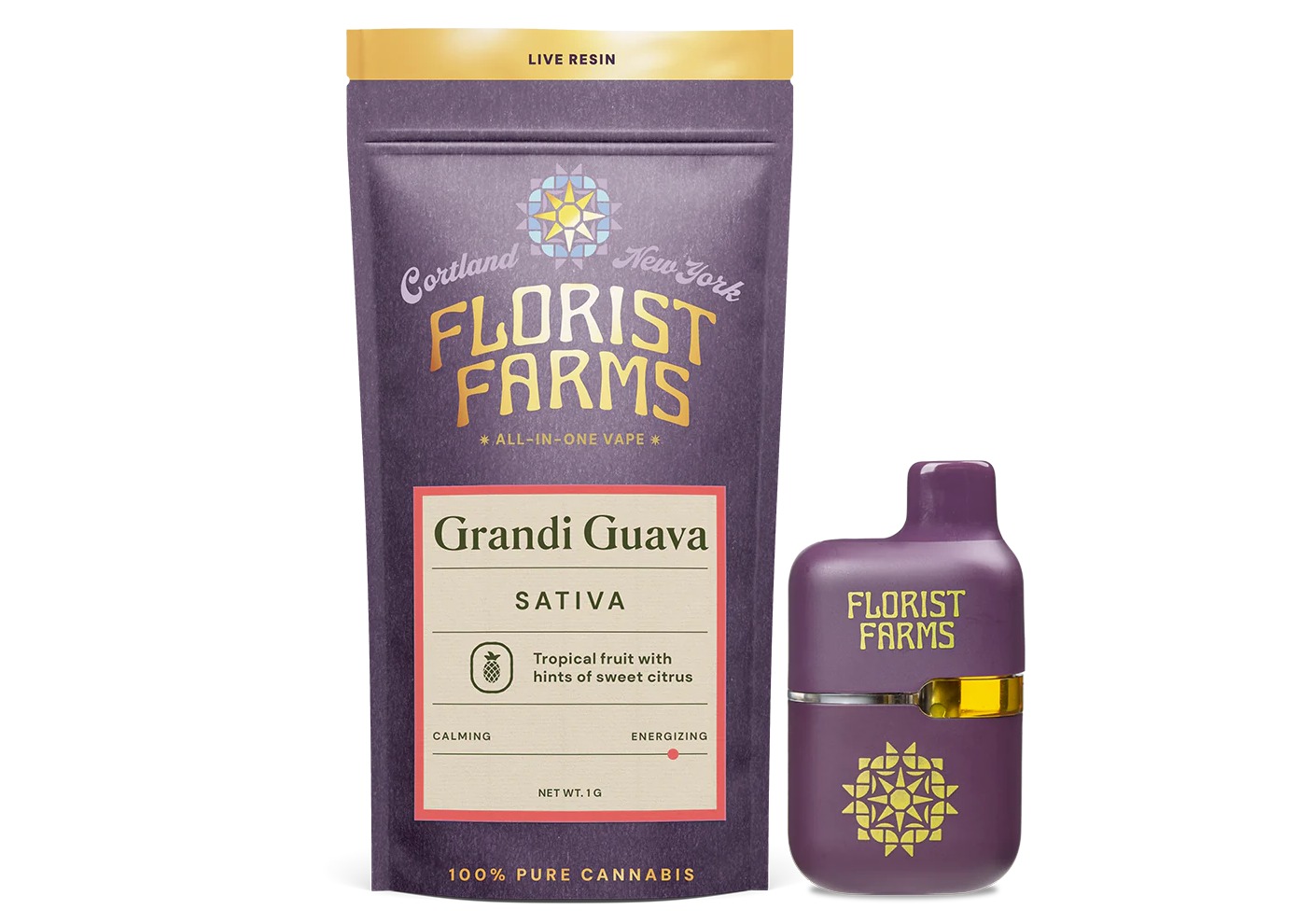 Photograph of product: Florist Farms | Grandi Guava | Live Resin Disposable | 1g