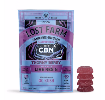 Photograph of product: Lost Farm Gummies 10pk/100mg Live Resin- Thorny Berry x OG Kush