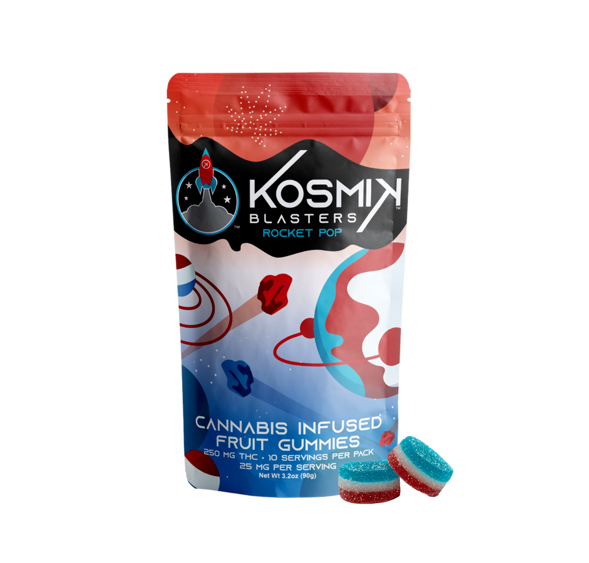 Photograph of product: KOSMIK - SPECIALTY BLASTERS - GUMMIES - 250MG - 10PK - ROCKET POP