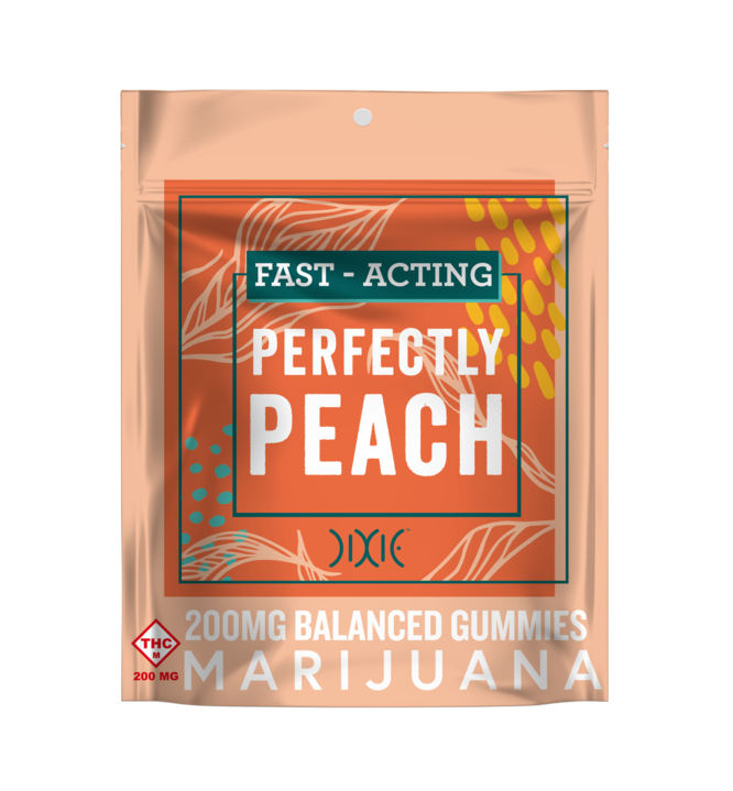 Photograph of product: Dixie | Perfectly Peach Fast-Acting Hybrid Gummies | 200mg (10pk)
