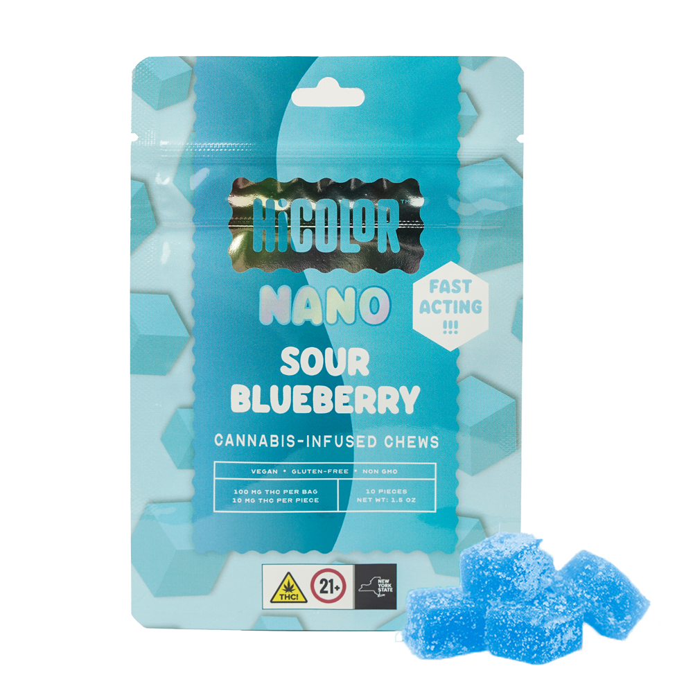 Photograph of product: HiColor NANO Chews Sour Blueberry 100mg