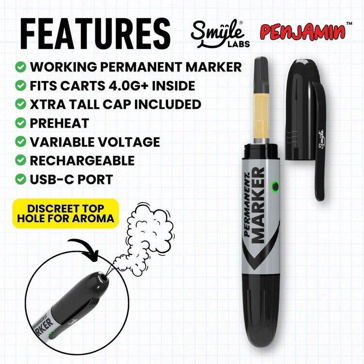 Photograph of product: Battery - SMYLE Penjamin Permanent Marker 510 Thread - Assorted Colors
