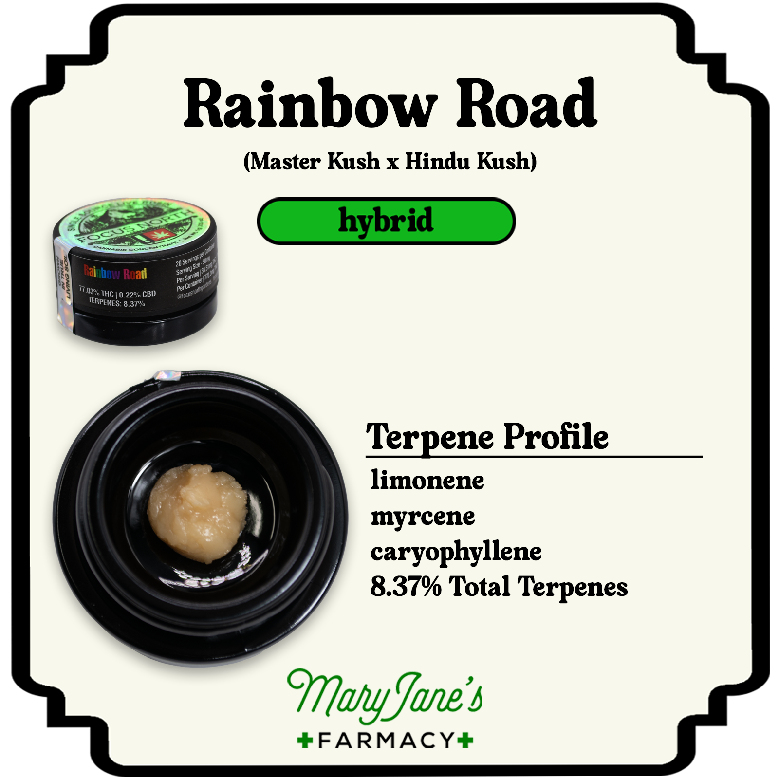 Photograph of product: Rainbow Road Live au chocolat Rosin Extract | 1g