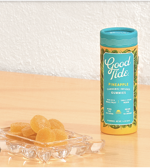 Photograph of product: Good Tide | 100mg | Pineapple (Oui'd) Rosin Gummies | 10pk