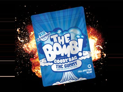 Photograph of product: Blue Raspberry BOMB | 50mg | 1pk Gummy | Goody Bag