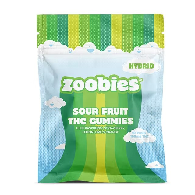 Photograph of product: Zoobies - Sour Fruit Gummies - Hybrid - 100mg (10pcs)
