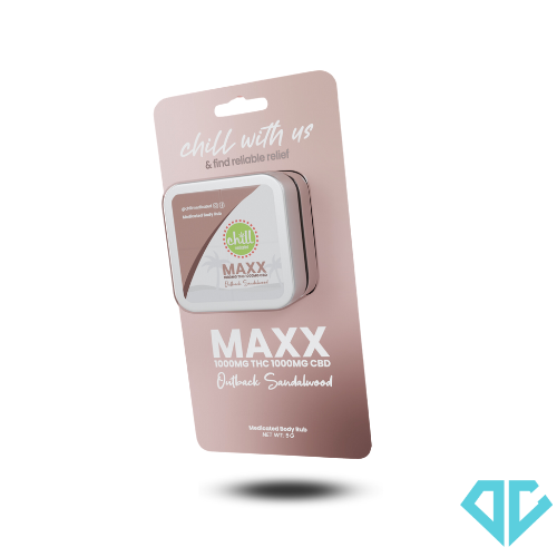 Photograph of product: Chill Medicated MAXX On The Go Rub Outback Sandalwood 1:1 TH-oui/CBD 75mg/75mg
