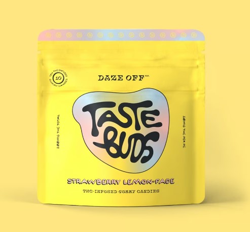 Photograph of product: AZ Daze Off Taste Buds Gummies - Strawberry Lemon-Fade 100mg (10pk)