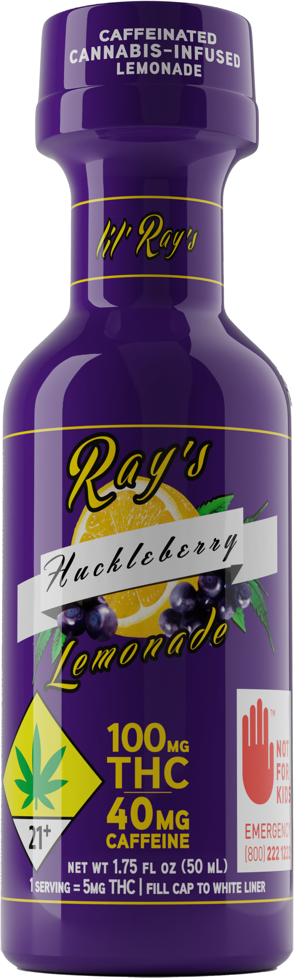 Photograph of product: Caffeinated Lil' Ray's Huckleberry Lemonade 100mg, 40mg Caffeine