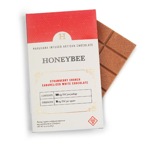 Photograph of product: Honeybee - Strawberry Crunch Caramelized White Chocolate Bar - 100mg