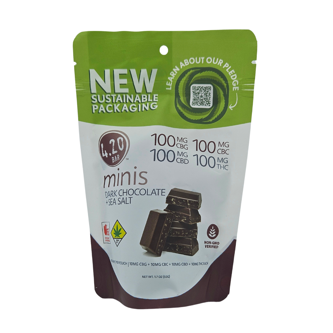 Photograph of product: Dark Chocolate Sea Salt 1:1:1:1 CBD/CBG/CBC Minis | 10pk