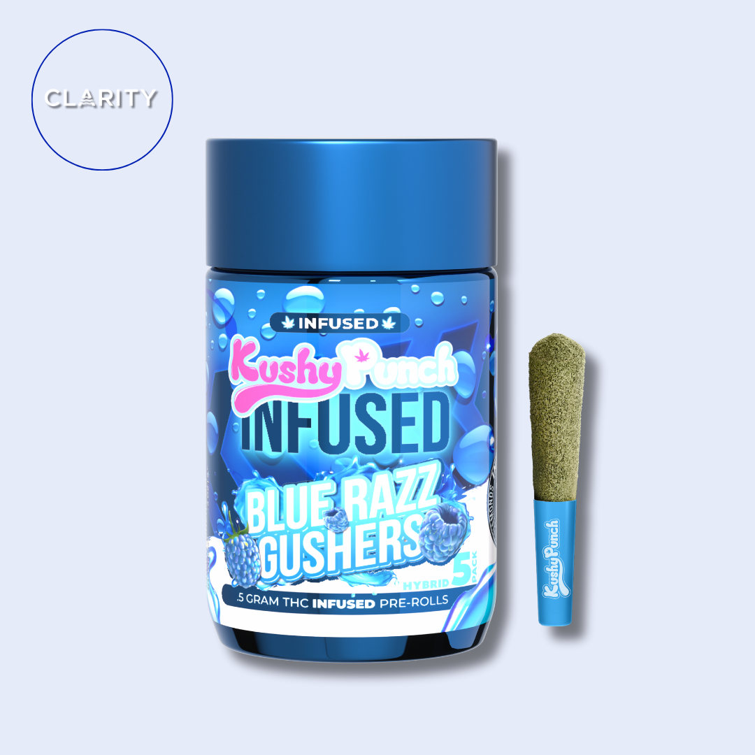 Photograph of product: Kushy Punch Infused Prerolls 5pk | Blue Razz Gushers