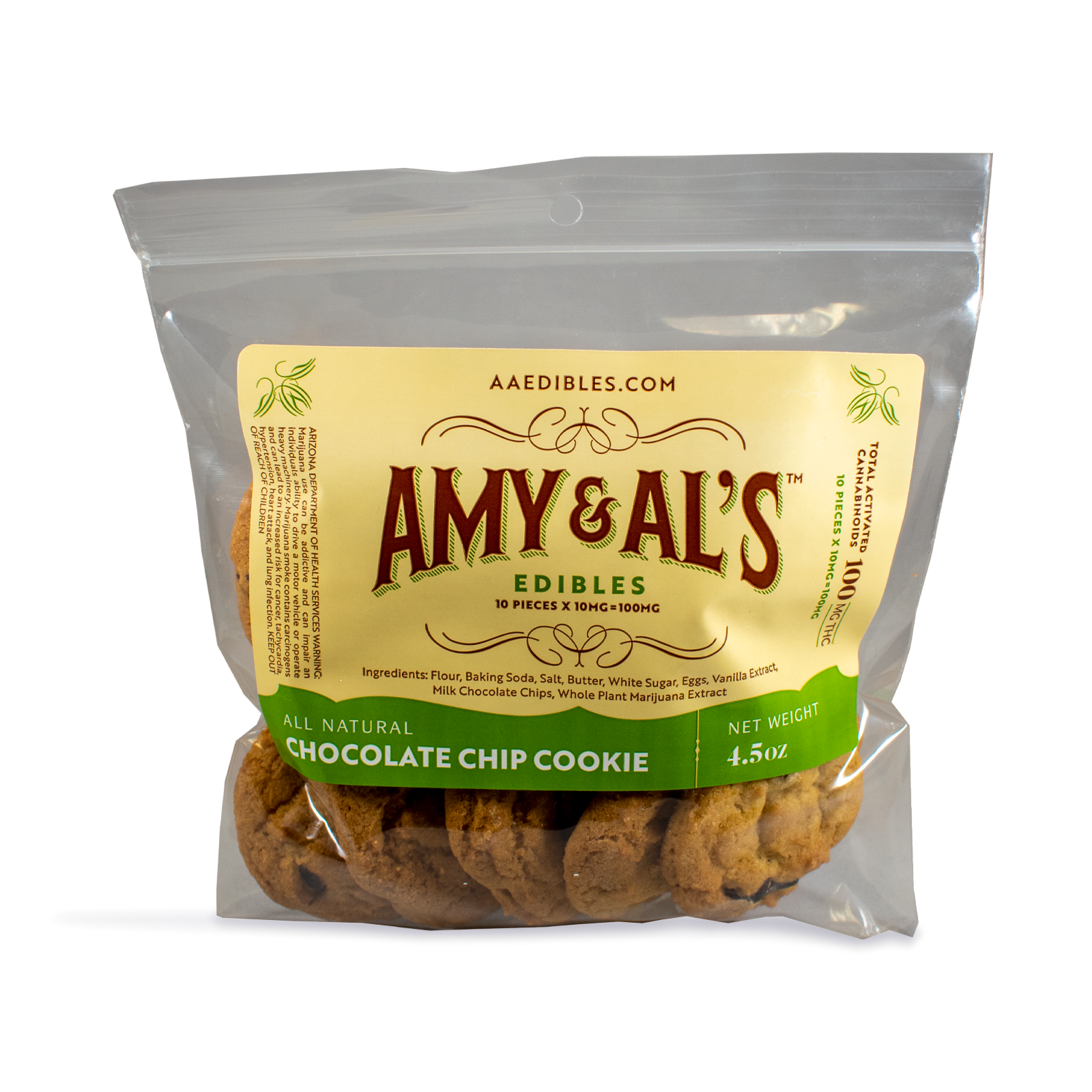Photograph of Product: Chocolate Chip Cookies 10-pack | 100mg