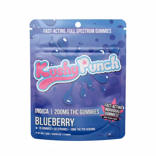 Photograph of product: Kushy Punch Oui'd Blueberry Individual Gummies 200mg Rec