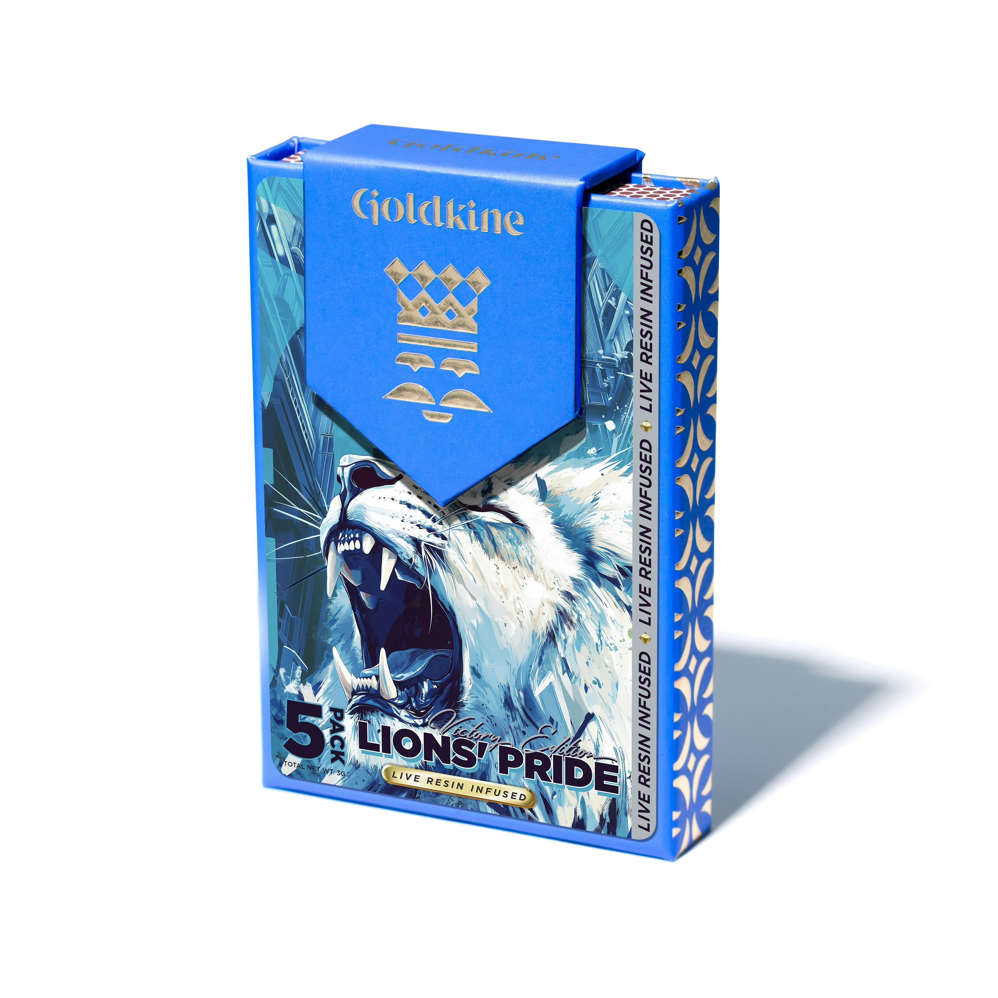 Photograph of product: Infused Pre Roll - 5 Pack - Goldkine - Lion's Pride - 39.6% TH-oui - (Hybrid)